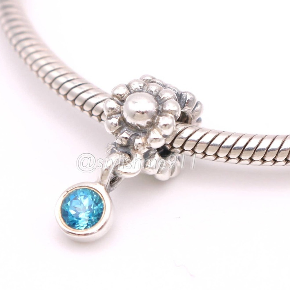 Authentic PANDORA Retired Blue Dew Drop Dangle Charm - Picture 2 of 10